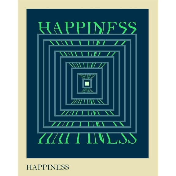 FlexiPrints - 8x10 Inches HAPPINESS Motivational Wall Art - Minimalist Typography Print - Modern Home & Office Decor - Unframed Poster