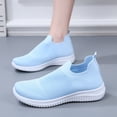 thumbnail image 6 of QWKLEAJ Women’s Breathable Knit Mesh Slip On Walking Shoes Lightweight Non Slip Casual Sock Sneakers Flexible Comfort Daily Workout Loafers Light Blue 6, 6 of 6