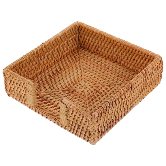 HEANUJJ 1 Pcs Wicker Napkin Basket Rattan Khaki Storage for Home and Commercial Users