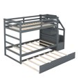 thumbnail image 5 of imerelez Twin-Over-Twin Bunk Bed with Twin Size Trundle and 3 Storage Stairs,Gray, 5 of 9