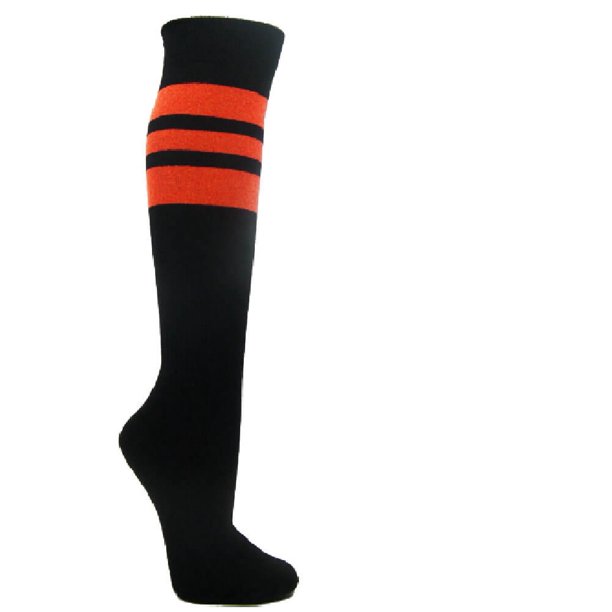Couver Superior Quality Black Triple Stripes Baseball Softball MultiSport Knee High Socks, Dark