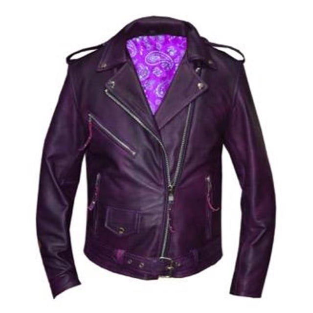 Premium Leather Lightweight Fashion Jacket for Ladies, Purple - Medium