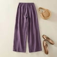 thumbnail image 7 of REALiKUN Linen Pants for Women Wide Leg Capri Pants High Waisted Drawstring Palazzo Pants, 7 of 7