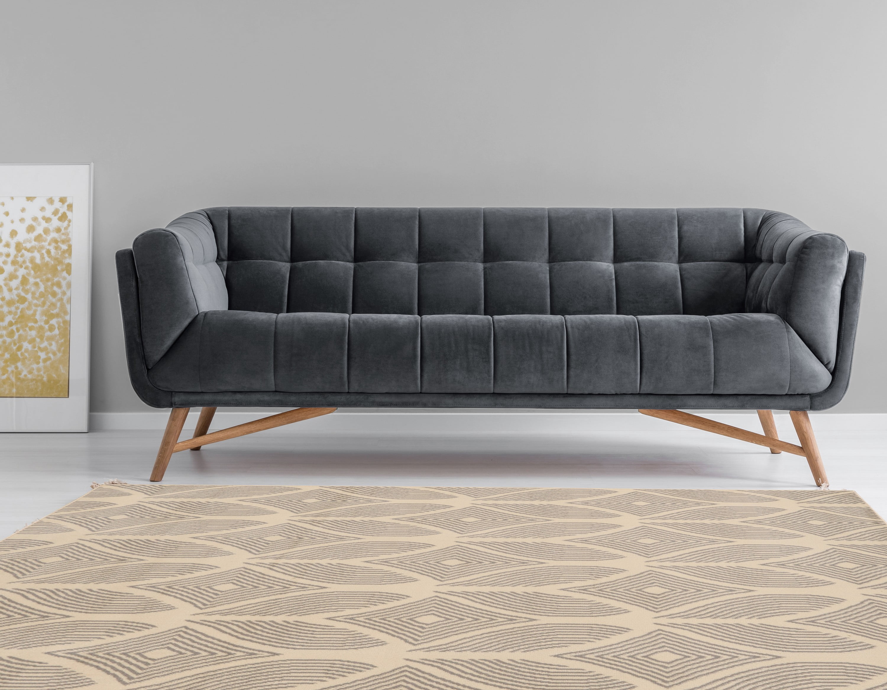 Capri Henley Rug Bone Light Grey 43 x 73 Easy Care Polypropylene Transitional