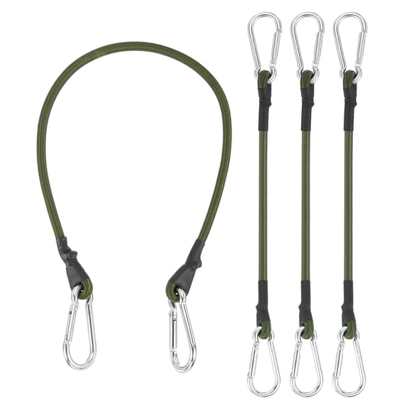 4 Pack Bungee Cords with Hooks 11.8" Straps Strong Elastic Rope with Dual Aluminum Alloy Hooks for Camping Luggage,Green