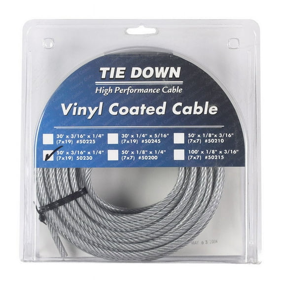 Tie Down Eng 50230 Pre- Cut Coated Vinyl Cable  50 ft.