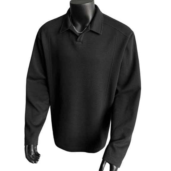 Rrxhxhs Golf Shirts for Men Fall Solid Color Collared Long Sleeve Soft Casual Tops,L