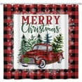 thumbnail image 1 of Rideau de Douche Camion de Noël Arbre, Carreaux Buffalo Rouges, Flocon de Neige, Ensemble de Rideaux de Salle de Bain, Noël Nouvel An, Style Ferme, Tissu Polyester pour Salle de Bain, Déco de Baignoire avec 12 Crochets, 72x72 Pouces, 1 of 5