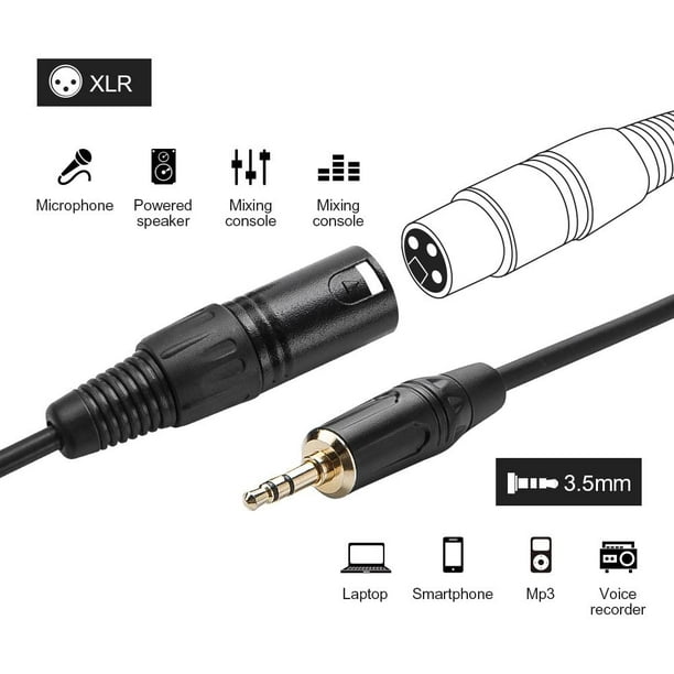  CableCreation 3.5mm to XLR, 3 Feet 3.5mm (1/8 Inch) TRS Stereo  Male to XLR Male Cable Compatible with iPhone, iPod, Tablet,Laptop and  More.Black : Musical Instruments