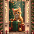 thumbnail image 6 of Festive Design Christmas Banner Decorative Cat Cute Kitten Wrapped Gifts for Holiday Celebration Home Decor Family Gathering, 6 of 9