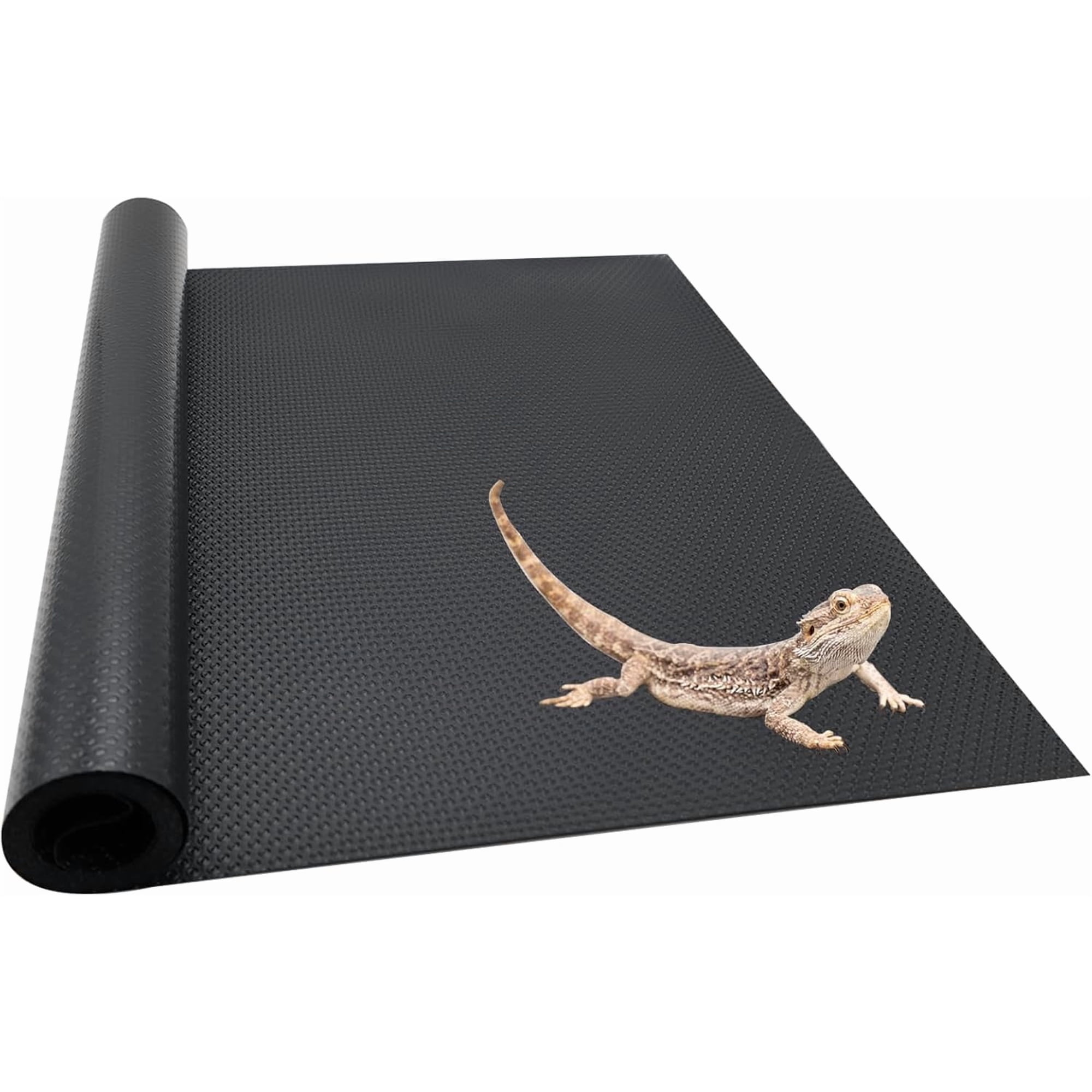 Reptile Carpet Bedding, 17.7 x 78.7 Inches Cuttable Reptile Terrarium Substrate Liner, Bearded Dragon Tank Accessories, Reptile Tank Mat for Leopard Gecko, Lizard, Snake and Tortoise, Black