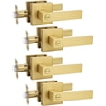 thumbnail image 1 of No Lock Passage Brushed Gold Door Lever Reversible Door Handle Without Locking for Right/Left Handed Door Heavy Duty Square Lever Set for Interior/Exterior Use, 1 of 9