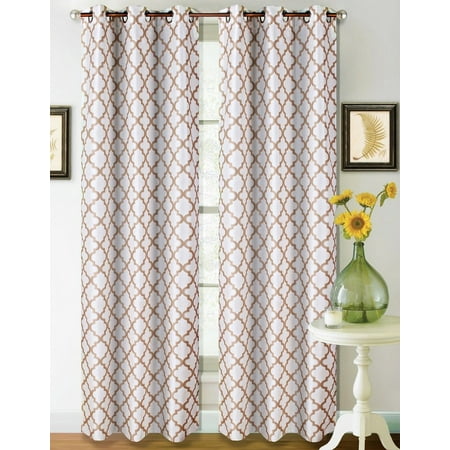 22 Two Tone Geometric 1 Panel Ivory Taupe Thermal Foam Lined
