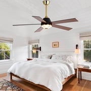 Cusp Barn 52 Modern Indoor Ceiling Fan with LED Lights and Remote Control, DC Motor 6 Speeds, Gold Finish, Reversible Blades
