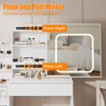 thumbnail image 3 of Eastvita White Vanity Desk with Mirror/LED Lights/Sliding Function/Power Outlet/4 Drawers/Storage Shelves/Stool for Bedroom, 3 of 6
