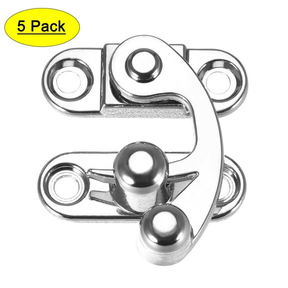 Unique Bargains Vintage Lock Clasp Right Latch Hook Hasp 33mmx28mm Swing Arm Latch Silver Tone 5Pcs