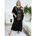 thumbnail image 2 of Edolynsa Plus Size Moroccan Kaftan Dress for Women Embroidery Caftan Tunic Maxi Beach Dresses Bathing Suit Cover up Sleepwear, 2 of 10