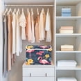 thumbnail image 4 of Yayeee Collapsible Cube Storage Bin with Lid Fabric Closet Decorative Basket with Handles, Red Floral Flamingo, 4 of 7