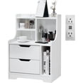 thumbnail image 4 of Nightstand with Charging Station Drawer Sofa End Side Table Bedroom Living Room, 4 of 7