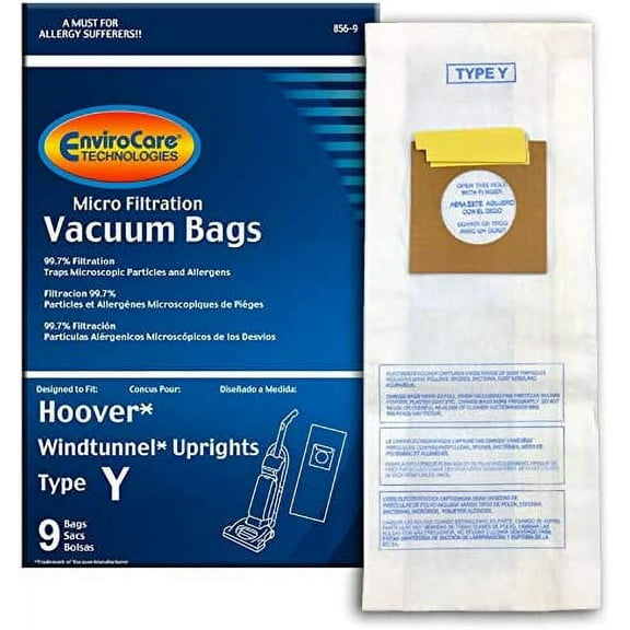 Replacement Part For Hoover EnviroCare Micro Filtration Vacuum Cleaner Dust Bags for Windtunnel Upright Type Y 9 pack