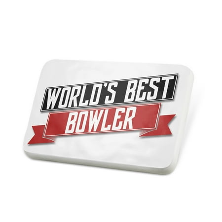 Porcelein Pin Worlds Best Bowler Lapel Badge – (Best Bowler In The World)