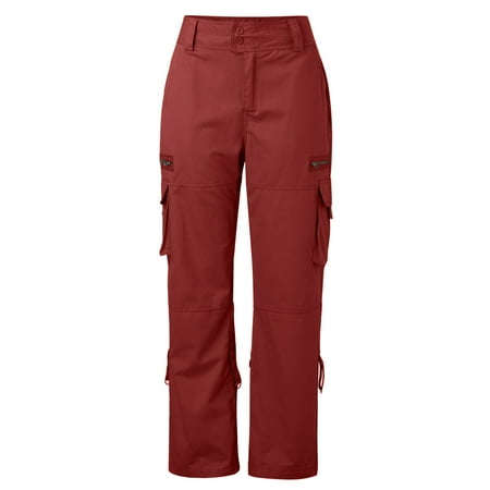 

KaLI_store Scrub Pants For Women Women s Paper Bag Waist Pants Slim Fit Casual Office Pencil Pants