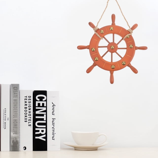 GARVALON Living Room Decoration Hanging Rudder Decor Coffee Wood Wall Hanging 1Pack