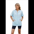 thumbnail image 3 of Sudadera con Capucha de Media Cremallera para Mujer, de Corta, Informal, con Bolsillos. Azul XL, 3 of 10