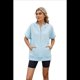thumbnail image 3 of Sudadera con Capucha de Media Cremallera para Mujer, de Corta, Informal, con Bolsillos. Azul L, 3 of 10