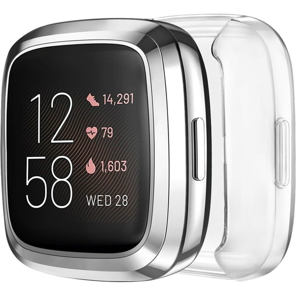 REQO 2 Pack for Fitbit Versa 2 Screen Protector Case, Soft Plated TPU Full Around Sensitive Touch Protective Cover for Fitbit Versa 2 Smartwatch Accessories