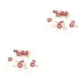 thumbnail image 4 of Minnieouse 4 piezas de peinetas de flores para boda, tocados de novia, adorno de vestir para mujer, accesorio de joyería de moda, rosa roja Rosa roja 2piezas, 4 of 6