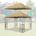 thumbnail image 3 of 10x10 Ft Outdoor Patio Gazebo Replacement Canopy, Double Tiered Roof Top Cover with Greatwall Border, Mosquito Netting & Drain Holes, Tan (Frame Not Included), 3 of 9