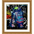 thumbnail image 2 of Stephen Chambers 15x17 Gold Ornate Wood Framed With Double Matting Wall Art Titled - R2D2 Graffiti, 2 of 6