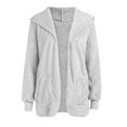 thumbnail image 5 of YDFCWXW Womens Long Sleeve Solid Fuzzy Fleece Open Front Hooded Cardigans Jacket Coats Outerwear with Pocket 2025 Winter Grey, M, 5 of 5