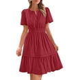 thumbnail image 1 of mfyjkho Vestidos para mujer, Vestidos lisos para mujer, verano, casual, sin mangas, con pliegues, con lazo frontal, plisado, minivestido de playa para vacaciones con bolsillo xxl, 1 of 9