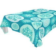 SKYSONIC 60"x108" Square Tablecloth with Winter Snowballs Prints, Anti-Wrinkle and Smooth Table Cloth for Kitchen/Home Party Decoration