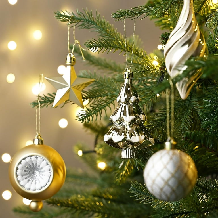 Elegant White Christmas Tree with Gold & White Ornaments