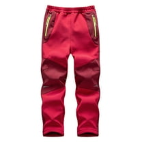Elainilye Fashion Kids Snow Ski Pants Outdoor Hiking Waterproof Skiing Pants Boys Girls Windproof Fleece Warm Snowboarding Pants,Red