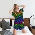 thumbnail image 5 of Daiia Dragon Scales Pattern Womens Pajama Sets Short Sleeve Pajamas for Women Sets Soft Lounge Sets Casual Round Neck Sleepwear PJS-XX-Large, 5 of 7