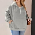 thumbnail image 4 of Lenpel Women's Plus Size Hoodies Long Sleeve Half Zip Drawstring Hooded Sweatshirts Casual Loose Pullover Tops with Pocket(Gray,5X-Large), 4 of 4