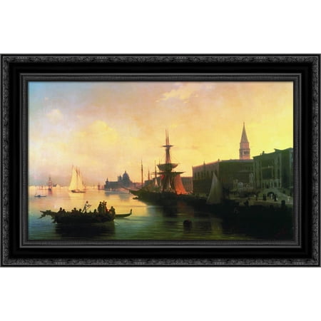 Venice 24x18 Black Ornate Wood Framed Canvas Art by Aivazovsky, Ivan