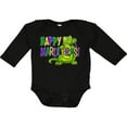 thumbnail image 3 of Inktastic Happy Mardi Gras Cute Alligator with Beads Boys or Girls Long Sleeve Baby Bodysuit, 3 of 5