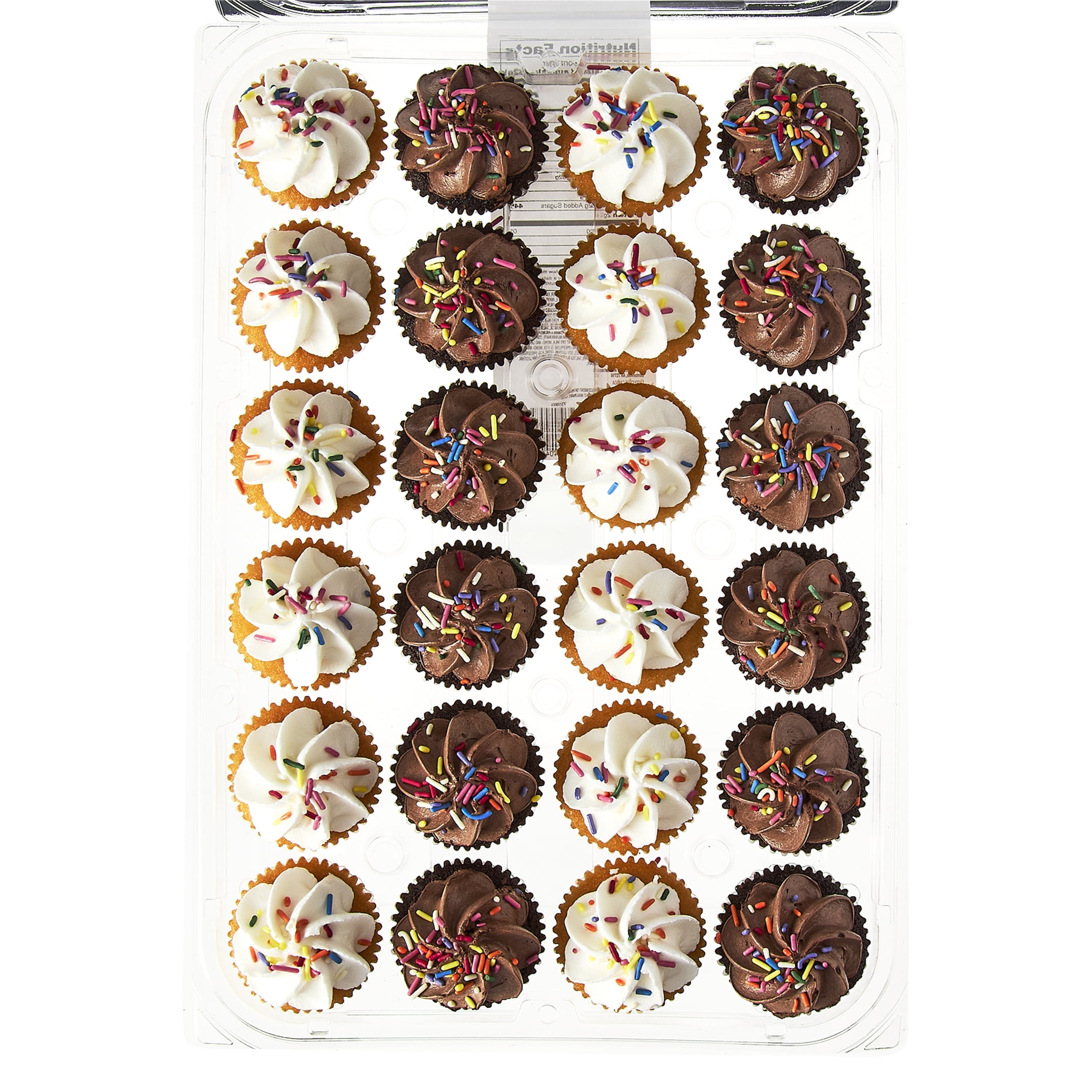 Freshness Guaranteed Vanilla and Chocolate Cupcakes with White and Chocolate Icing and Sprinkles, 52.5 oz, 24 Count