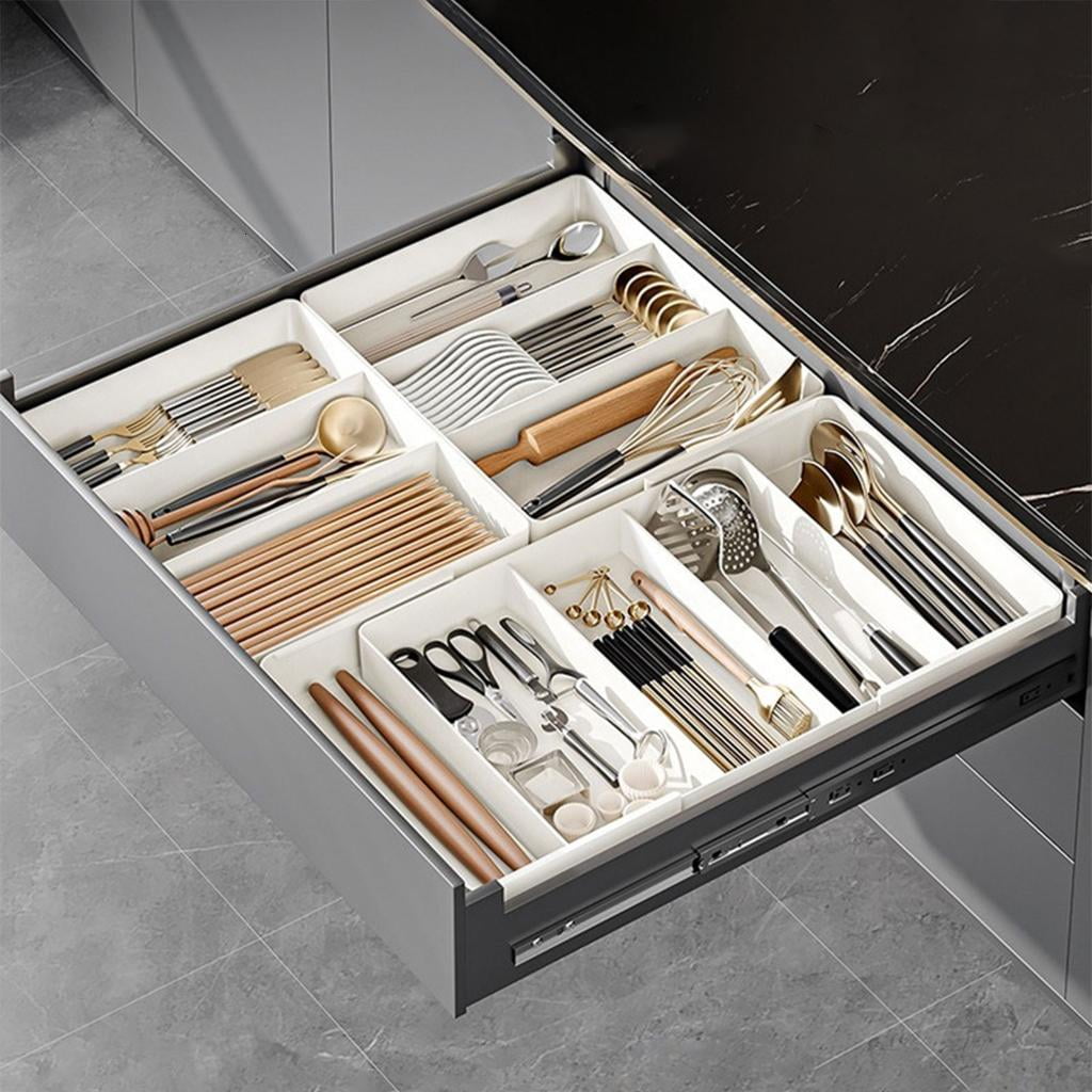 Necvior Multifunctional Drawer Storage Box Effective Kitchen Organization Holder Expandable Drawer Separator for Utensils