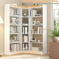 thumbnail image 6 of Winkalon 63.1" Corner Bookshelf, 6 Tier Bookcase with Storage, Corner Shelf with Cabinet, Large Tall Bookshelf for Living Room, Home Office, Bedroom,White, 6 of 9