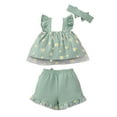 thumbnail image 4 of XZNPDUCQ Toddler Girls Summer Outfit Short Sleeve T-Shirt Tops Elastic Waist Shorts Set Cartoon Print 2PCS Set kids For 6 12 18 24 Months 2T 3T 4T 5T Dailywear Green，9-12 Months, 4 of 8