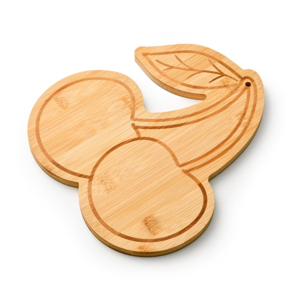 Cook with Color 9.5" x 12" Wood Cutting Board, Decorative Fruit Shaped Serving and Slicing Board, Cherry