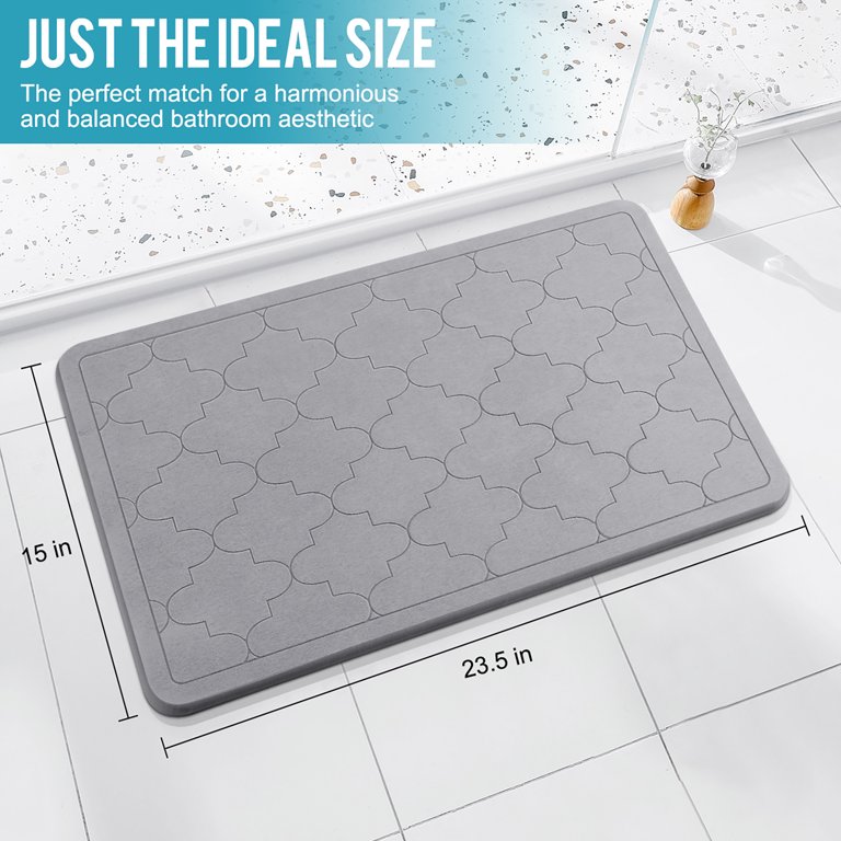 Stone Bath Mat, Diatomaceous Earth Bath Mat, 23.5 x 15.5 Fast