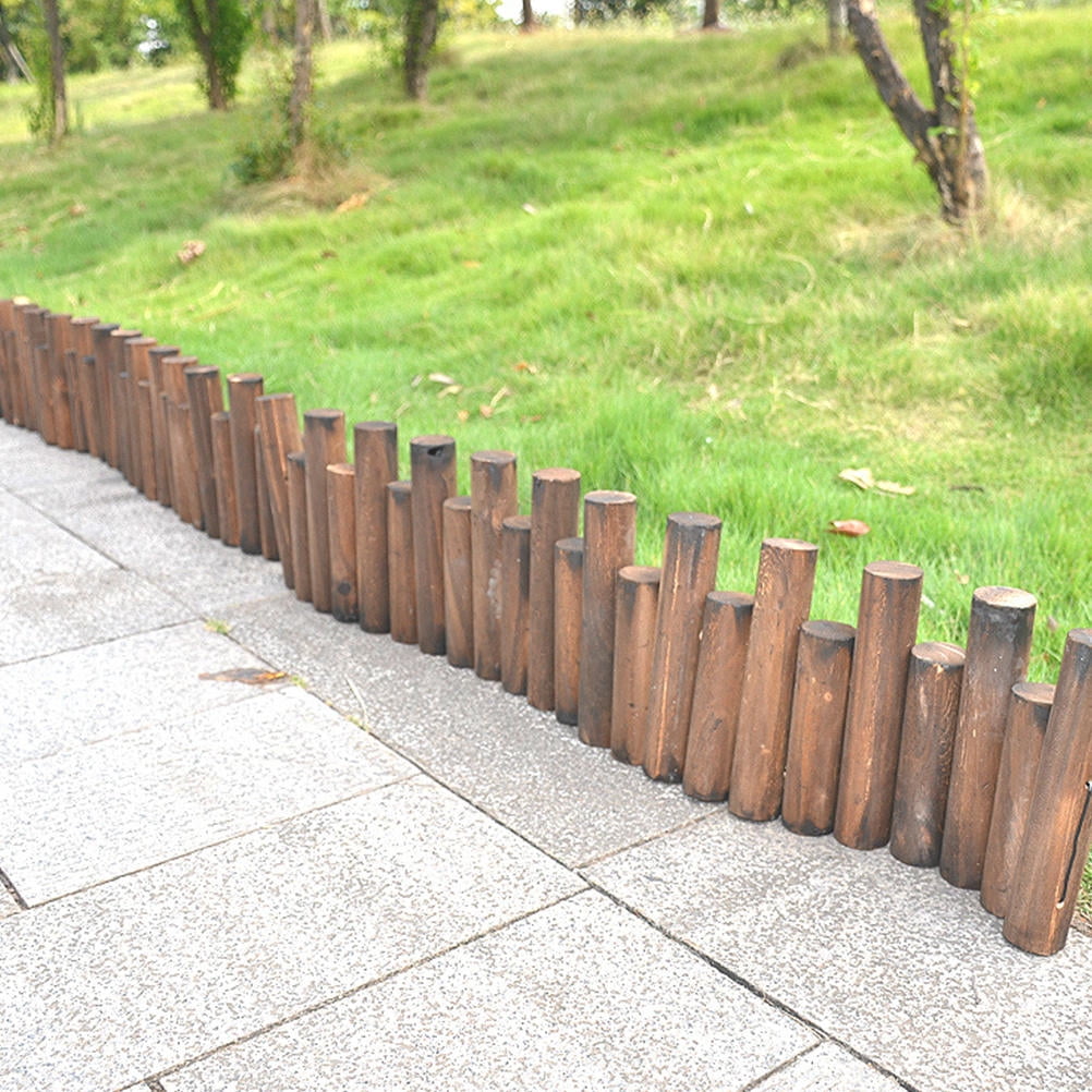 Amosfun Flexible Brown Wood Log Fence Edging for Garden, Yard Borders, Lawn, Patio, and Outdoor Landscaping