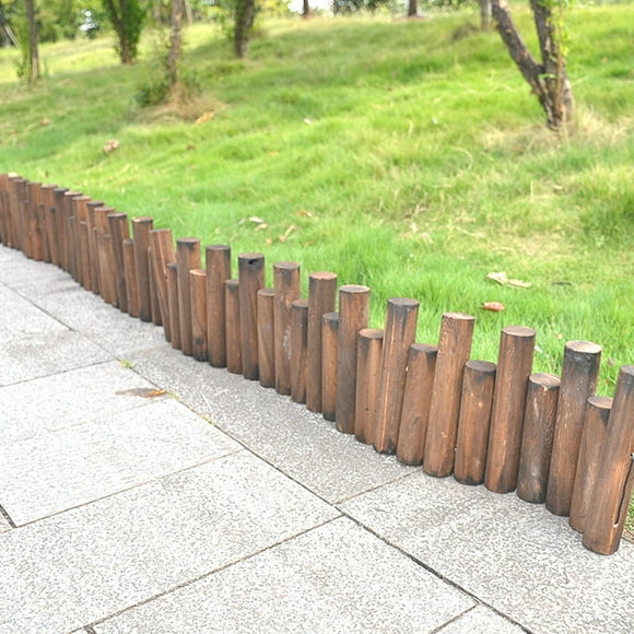 OUNONA Portable Wood Fencing Protect Ground Edges Brown 1Set